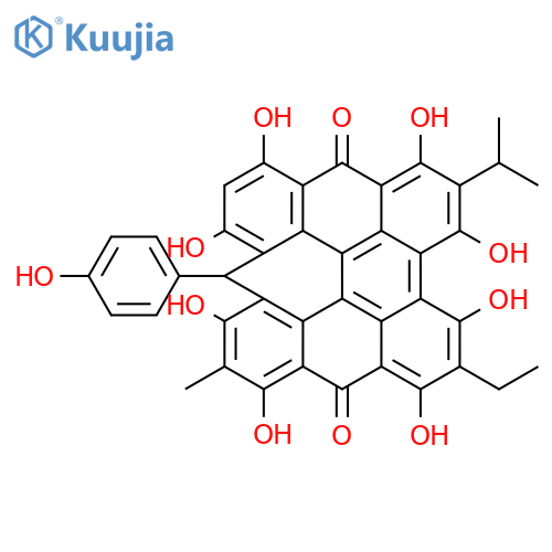 7H-Benz[4,10]anthra[2,1,9,8-nopqa]pleiadene-7,15(11H)-dione, 5-ethyl-1,3,4,6,8,10,12,14-octahydroxy-11-(4-hydroxyphenyl)-9-methyl-2-(1-methylethyl)- structure