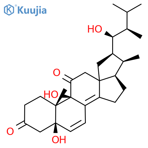 (5beta,9beta,13xi,22R,23S)-5,9,23-trihydroxy-18,22-cycloergosta-6,8(14)-diene-3,11-dione structure