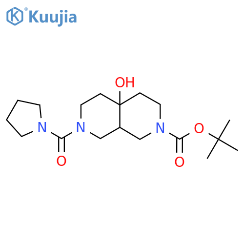 Tert-Butyl 4a-hydroxy-7-(pyrrolidin-1-ylcarbonyl)octahydro-2,7-naphthyridine-2(1H)-carboxylate structure