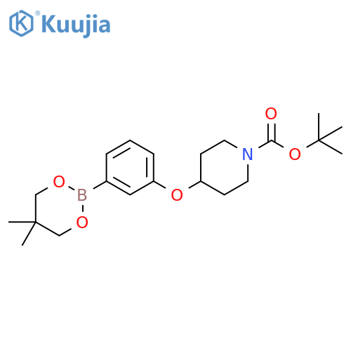 1-Piperidinecarboxylic acid, 4-[3-(5,5-dimethyl-1,3,2-dioxaborinan-2-yl)phenoxy]-, 1,1-dimethylethyl ester structure