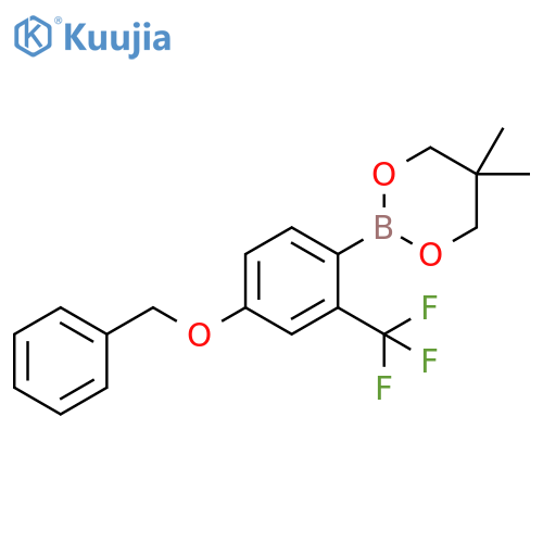 1,3,2-Dioxaborinane, 5,5-dimethyl-2-[4-(phenylmethoxy)-2-(trifluoromethyl)phenyl]- structure
