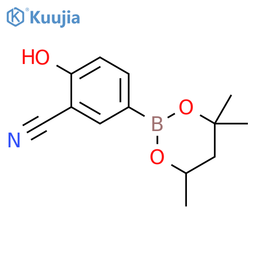 Benzonitrile, 2-hydroxy-5-(4,4,6-trimethyl-1,3,2-dioxaborinan-2-yl)- structure