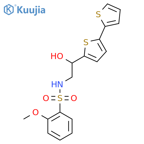 N-(2-{2,2'-bithiophene-5-yl}-2-hydroxyethyl)-2-methoxybenzene-1-sulfonamide structure