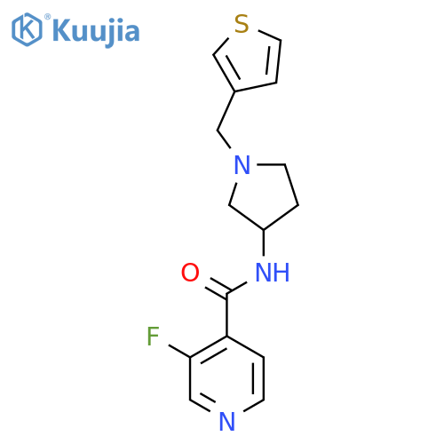 3-fluoro-N-{1-[(thiophen-3-yl)methyl]pyrrolidin-3-yl}pyridine-4-carboxamide structure