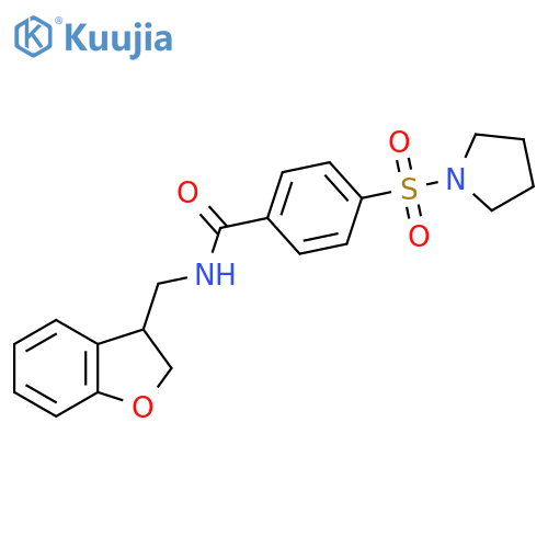 N-[(2,3-dihydro-1-benzofuran-3-yl)methyl]-4-(pyrrolidine-1-sulfonyl)benzamide structure