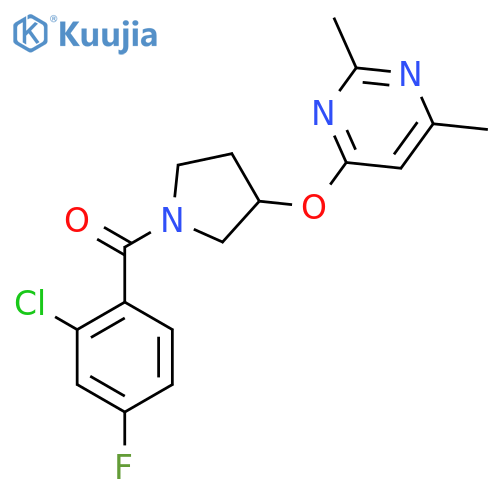 4-{1-(2-chloro-4-fluorobenzoyl)pyrrolidin-3-yloxy}-2,6-dimethylpyrimidine structure