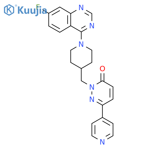 2-{[1-(7-Fluoroquinazolin-4-yl)piperidin-4-yl]methyl}-6-(pyridin-4-yl)-2,3-dihydropyridazin-3-one structure