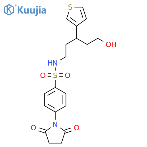 4-(2,5-dioxopyrrolidin-1-yl)-N-[5-hydroxy-3-(thiophen-3-yl)pentyl]benzene-1-sulfonamide structure