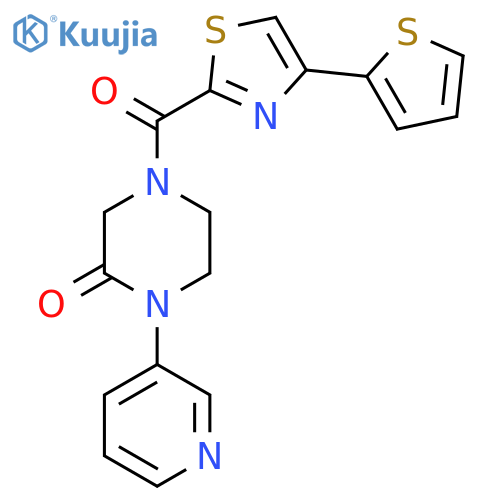 1-(Pyridin-3-yl)-4-[4-(thiophen-2-yl)-1,3-thiazole-2-carbonyl]piperazin-2-one structure