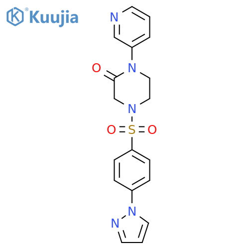 4-[4-(1H-pyrazol-1-yl)benzenesulfonyl]-1-(pyridin-3-yl)piperazin-2-one structure