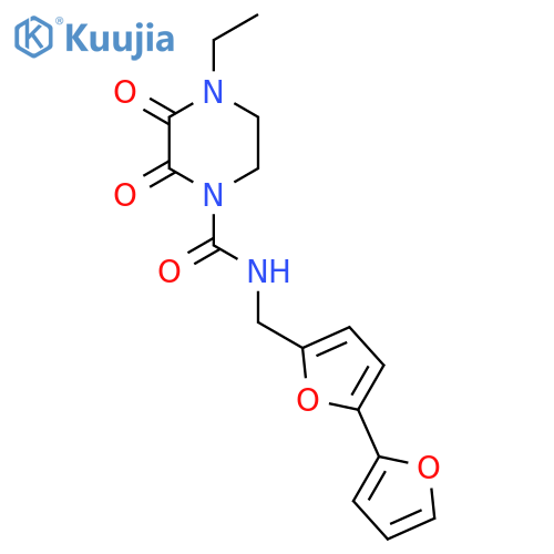 N-({2,2'-bifuran-5-yl}methyl)-4-ethyl-2,3-dioxopiperazine-1-carboxamide structure