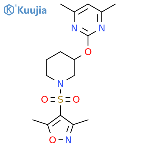 2-({1-[(3,5-dimethyl-1,2-oxazol-4-yl)sulfonyl]piperidin-3-yl}oxy)-4,6-dimethylpyrimidine structure