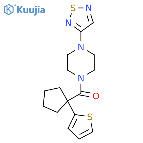 1-(1,2,5-thiadiazol-3-yl)-4-1-(thiophen-2-yl)cyclopentanecarbonylpiperazine structure