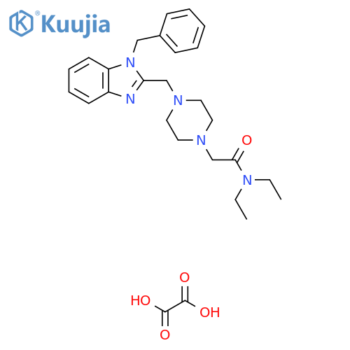 2-{4-(1-benzyl-1H-1,3-benzodiazol-2-yl)methylpiperazin-1-yl}-N,N-diethylacetamide; oxalic acid structure