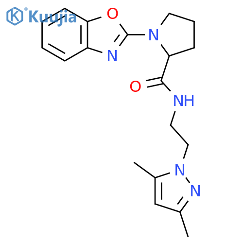 1-(1,3-benzoxazol-2-yl)-N-2-(3,5-dimethyl-1H-pyrazol-1-yl)ethylpyrrolidine-2-carboxamide structure