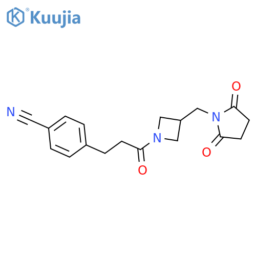 4-(3-{3-(2,5-dioxopyrrolidin-1-yl)methylazetidin-1-yl}-3-oxopropyl)benzonitrile structure