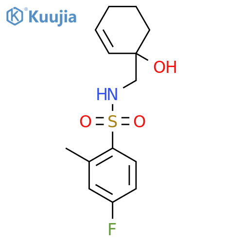 4-fluoro-N-[(1-hydroxycyclohex-2-en-1-yl)methyl]-2-methylbenzene-1-sulfonamide structure