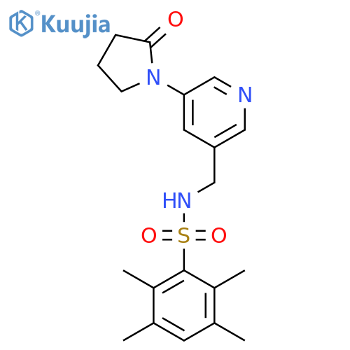 2,3,5,6-tetramethyl-N-{[5-(2-oxopyrrolidin-1-yl)pyridin-3-yl]methyl}benzene-1-sulfonamide structure