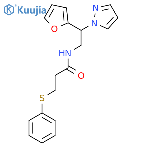 N-[2-(furan-2-yl)-2-(1H-pyrazol-1-yl)ethyl]-3-(phenylsulfanyl)propanamide structure