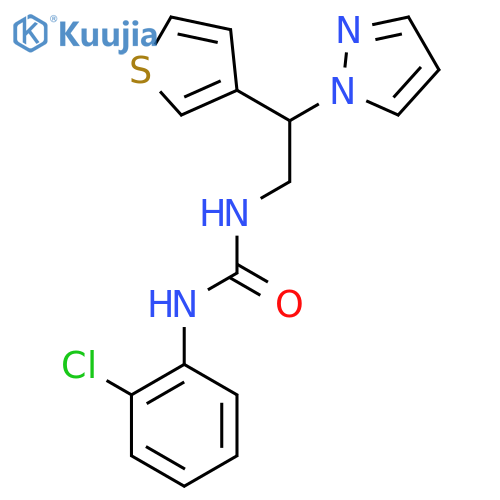 1-(2-chlorophenyl)-3-2-(1H-pyrazol-1-yl)-2-(thiophen-3-yl)ethylurea structure