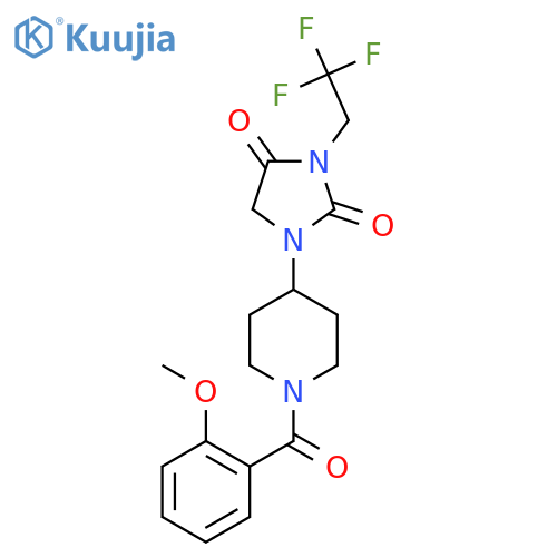 1-1-(2-methoxybenzoyl)piperidin-4-yl-3-(2,2,2-trifluoroethyl)imidazolidine-2,4-dione structure