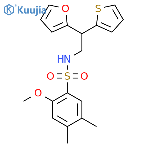 N-[2-(furan-2-yl)-2-(thiophen-2-yl)ethyl]-2-methoxy-4,5-dimethylbenzene-1-sulfonamide structure