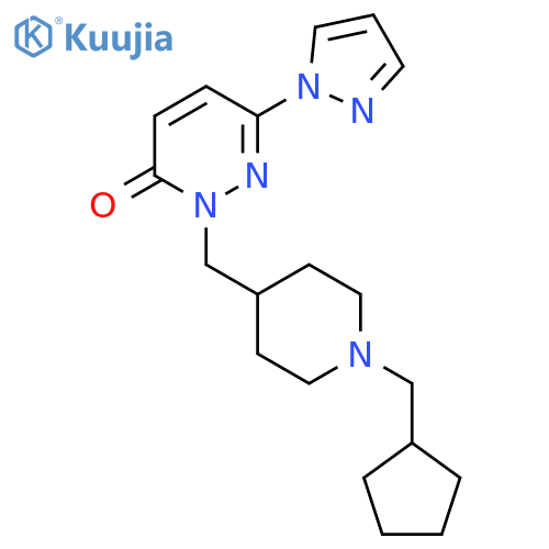 2-{[1-(cyclopentylmethyl)piperidin-4-yl]methyl}-6-(1H-pyrazol-1-yl)-2,3-dihydropyridazin-3-one structure