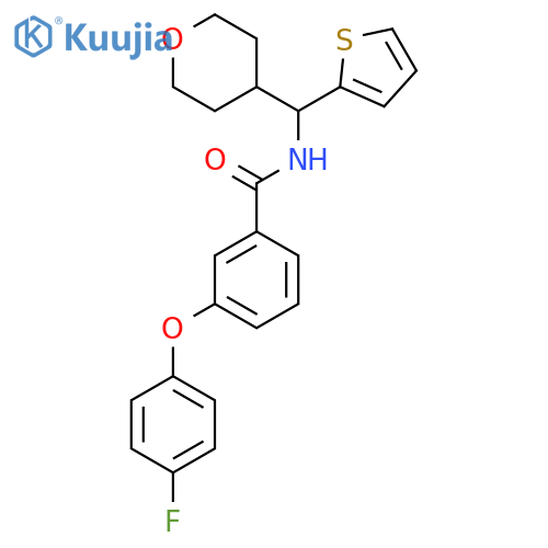 3-(4-fluorophenoxy)-N-[(oxan-4-yl)(thiophen-2-yl)methyl]benzamide structure