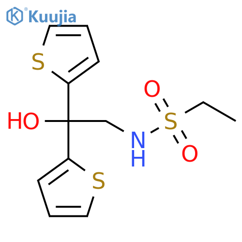 N-[2-hydroxy-2,2-bis(thiophen-2-yl)ethyl]ethane-1-sulfonamide structure