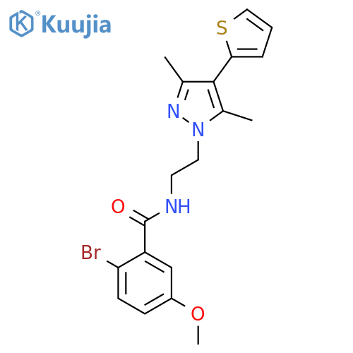 2-bromo-N-{2-3,5-dimethyl-4-(thiophen-2-yl)-1H-pyrazol-1-ylethyl}-5-methoxybenzamide structure