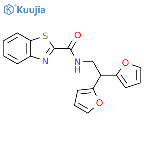 N-[2,2-bis(furan-2-yl)ethyl]-1,3-benzothiazole-2-carboxamide structure