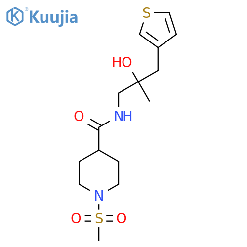 N-{2-hydroxy-2-[(thiophen-3-yl)methyl]propyl}-1-methanesulfonylpiperidine-4-carboxamide structure