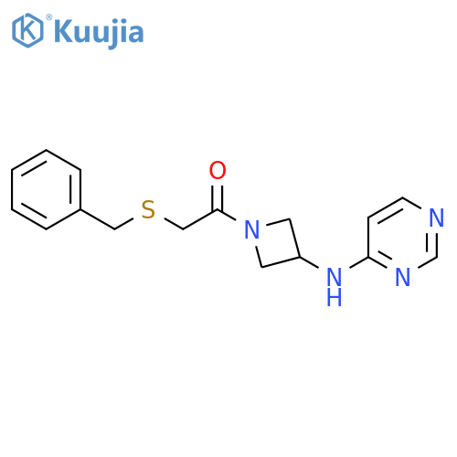 2-(benzylsulfanyl)-1-{3-(pyrimidin-4-yl)aminoazetidin-1-yl}ethan-1-one structure