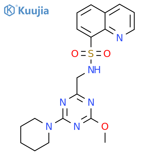 N-{4-methoxy-6-(piperidin-1-yl)-1,3,5-triazin-2-ylmethyl}quinoline-8-sulfonamide structure