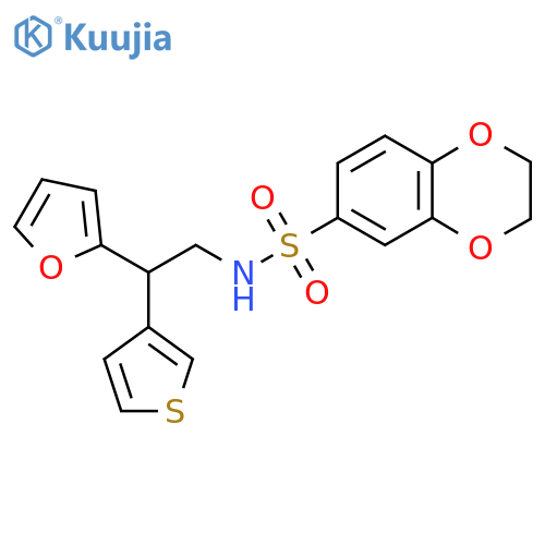 N-[2-(furan-2-yl)-2-(thiophen-3-yl)ethyl]-2,3-dihydro-1,4-benzodioxine-6-sulfonamide structure