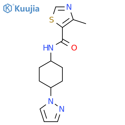 4-methyl-N-[4-(1H-pyrazol-1-yl)cyclohexyl]-1,3-thiazole-5-carboxamide structure