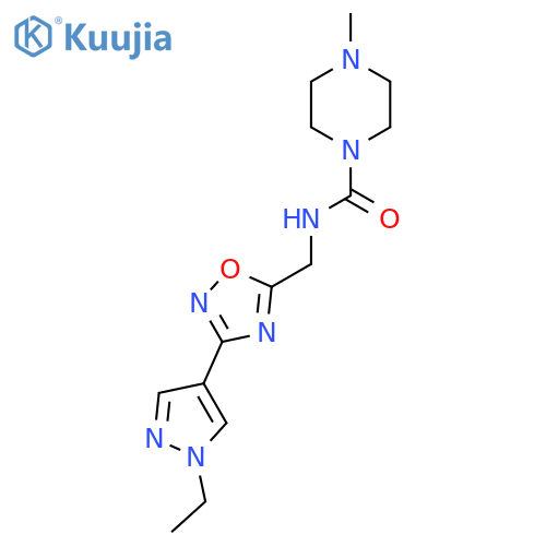 N-{[3-(1-ethyl-1H-pyrazol-4-yl)-1,2,4-oxadiazol-5-yl]methyl}-4-methylpiperazine-1-carboxamide structure