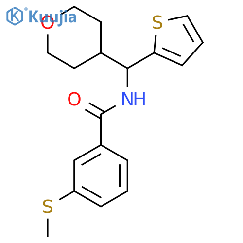 3-(methylsulfanyl)-N-[(oxan-4-yl)(thiophen-2-yl)methyl]benzamide structure
