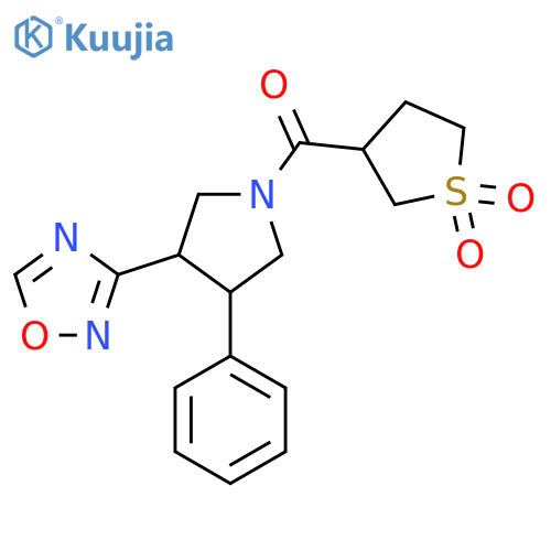3-3-(1,2,4-oxadiazol-3-yl)-4-phenylpyrrolidine-1-carbonyl-1lambda6-thiolane-1,1-dione structure