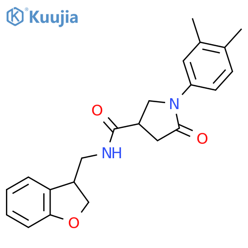 N-[(2,3-dihydro-1-benzofuran-3-yl)methyl]-1-(3,4-dimethylphenyl)-5-oxopyrrolidine-3-carboxamide structure