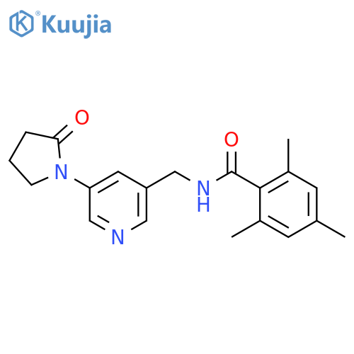 2,4,6-trimethyl-N-{[5-(2-oxopyrrolidin-1-yl)pyridin-3-yl]methyl}benzamide structure