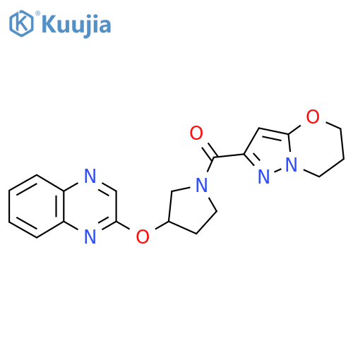 2-[(1-{5H,6H,7H-pyrazolo[3,2-b][1,3]oxazine-2-carbonyl}pyrrolidin-3-yl)oxy]quinoxaline structure