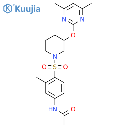 N-[4-({3-[(4,6-dimethylpyrimidin-2-yl)oxy]piperidin-1-yl}sulfonyl)-3-methylphenyl]acetamide structure