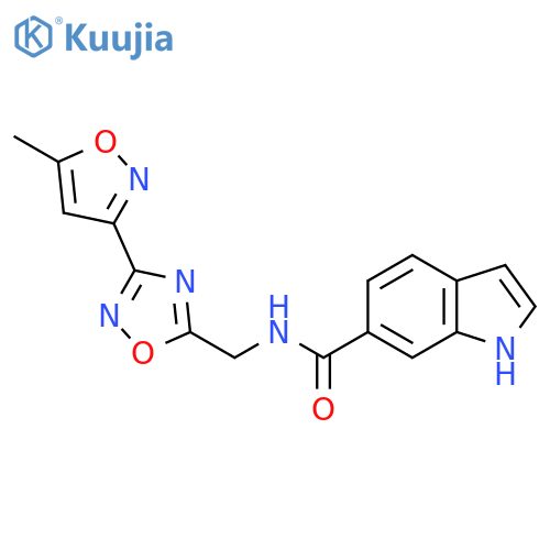 N-{[3-(5-methyl-1,2-oxazol-3-yl)-1,2,4-oxadiazol-5-yl]methyl}-1H-indole-6-carboxamide structure