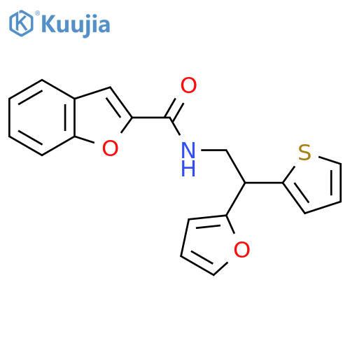 N-[2-(furan-2-yl)-2-(thiophen-2-yl)ethyl]-1-benzofuran-2-carboxamide structure
