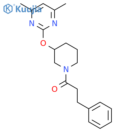 1-{3-[(4,6-dimethylpyrimidin-2-yl)oxy]piperidin-1-yl}-3-phenylpropan-1-one structure