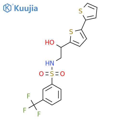 N-(2-{2,2'-bithiophene-5-yl}-2-hydroxyethyl)-3-(trifluoromethyl)benzene-1-sulfonamide structure