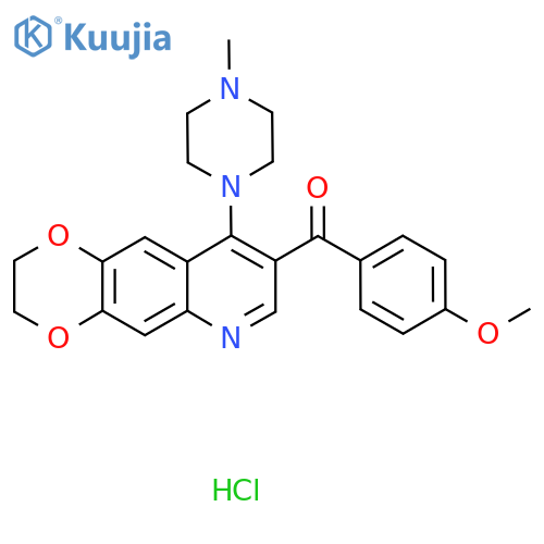 1-8-(4-methoxybenzoyl)-2H,3H-1,4dioxino2,3-gquinolin-9-yl-4-methylpiperazine hydrochloride structure