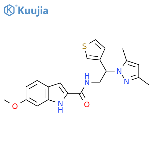 N-2-(3,5-dimethyl-1H-pyrazol-1-yl)-2-(thiophen-3-yl)ethyl-6-methoxy-1H-indole-2-carboxamide structure