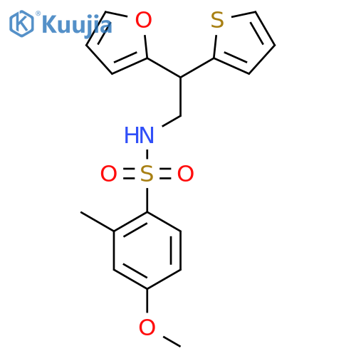 N-[2-(furan-2-yl)-2-(thiophen-2-yl)ethyl]-4-methoxy-2-methylbenzene-1-sulfonamide structure